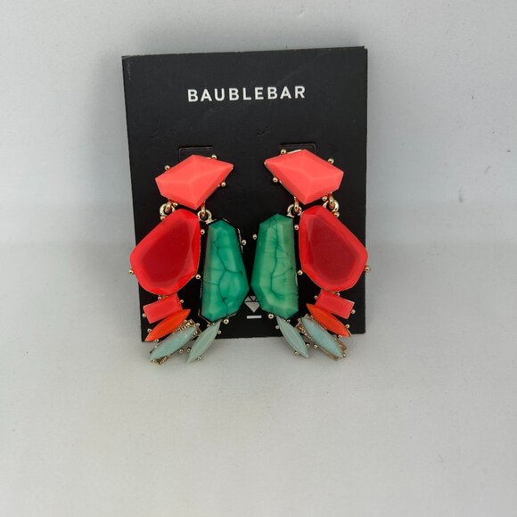 Baublebar Asymmetrical Fluorescent Gold Tone Earrings NWT - Picture 1 of 4